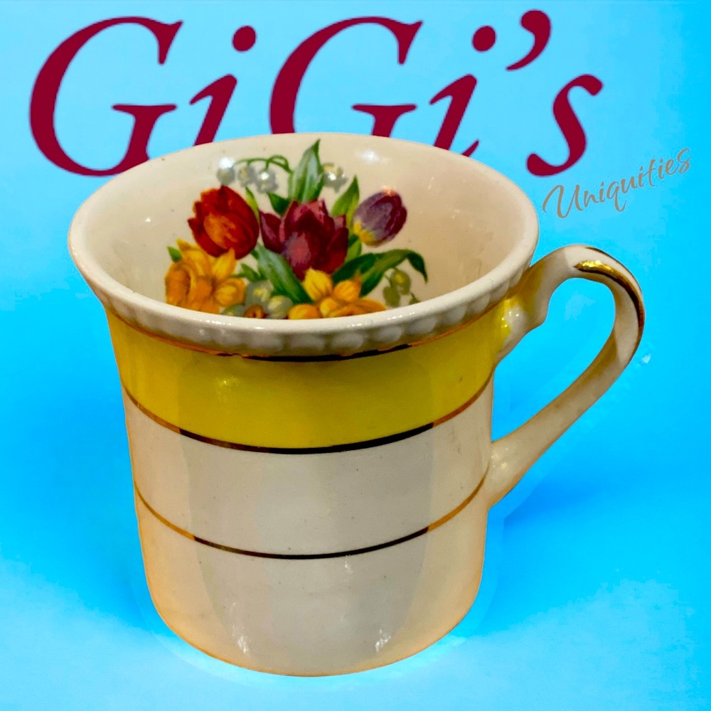 Lovely Vintage Set of Tea/Espresso Cups Tea Pot and Bamboo Tray